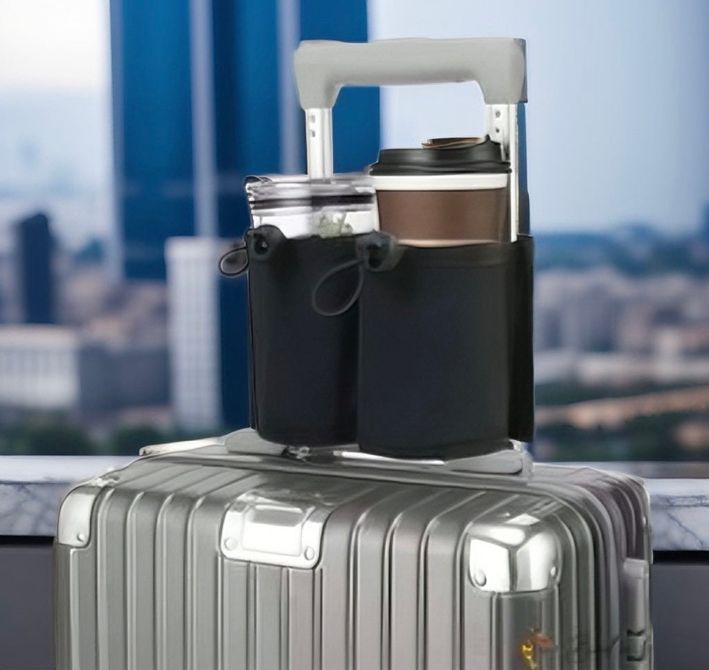 Travel Luggage Cup Holder | Hands-Free Drink Carrier