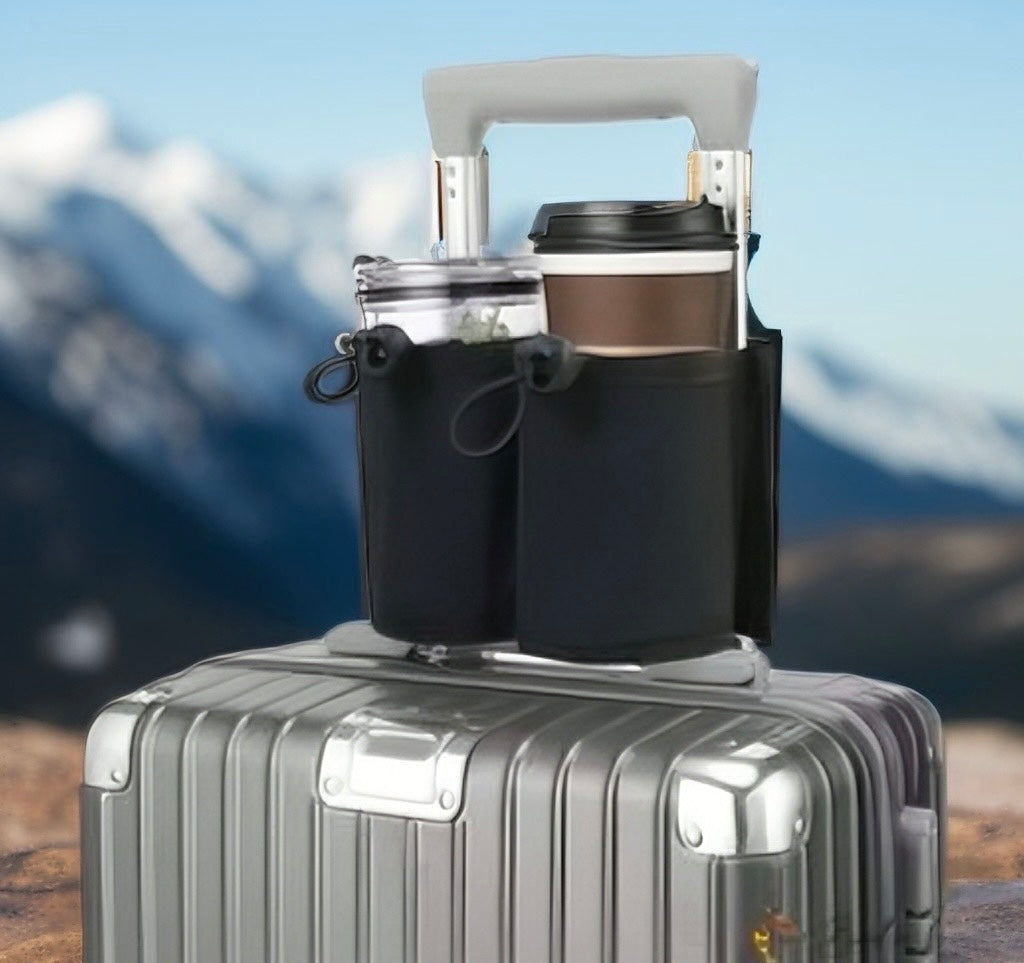 Travel Luggage Cup Holder | Hands-Free Drink Carrier