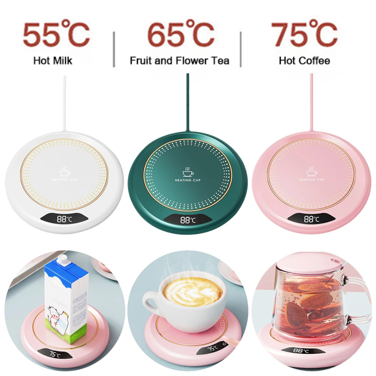 USB Coffee Mug Warmer | 3-Temp Heating Pad